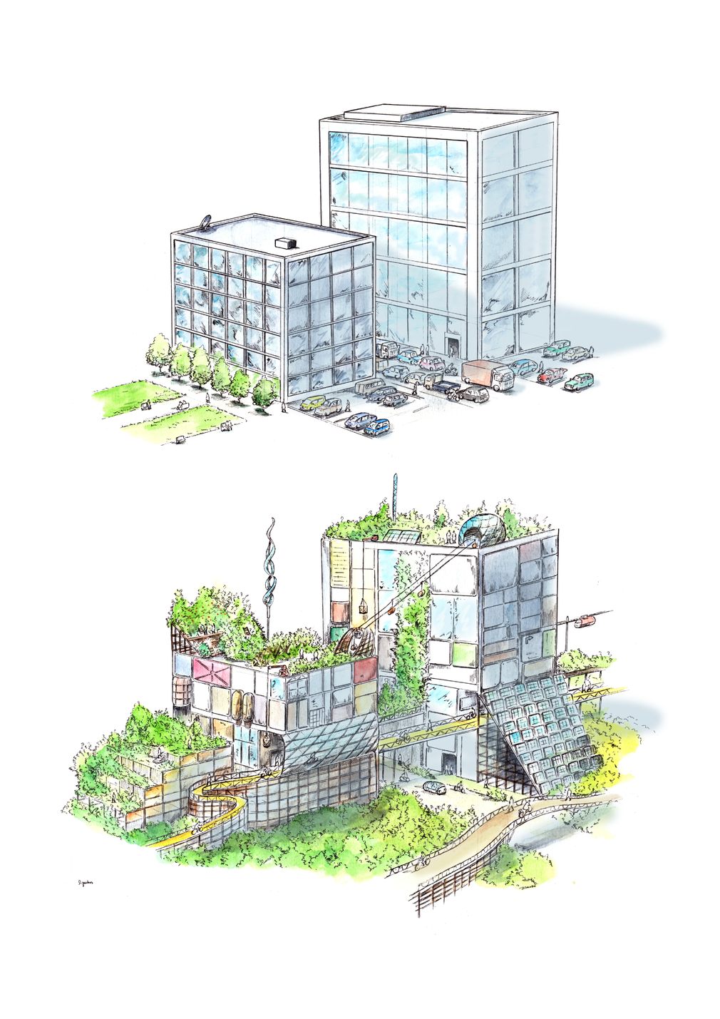 Solarpunk-city-before-after